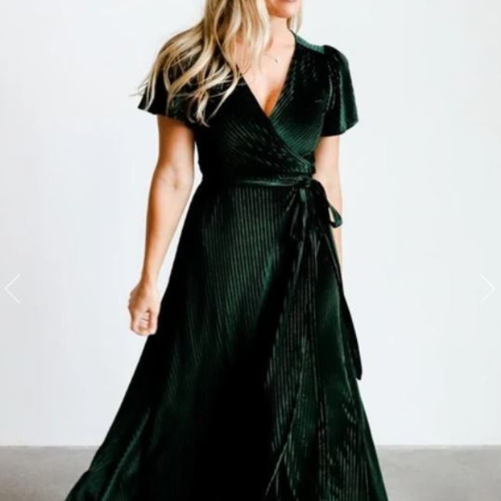 Baltic Born Green Velvet Bridesmaid Dress (QTY: 2 dresses - S & M) - Picture 1 of 2